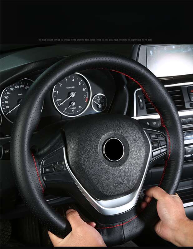 Head Layer Cowhide Hand Sewn Steering Wheel Cover For Buses, All-season General Vehicles, Genuine Leather Handle Covers_autovado.com