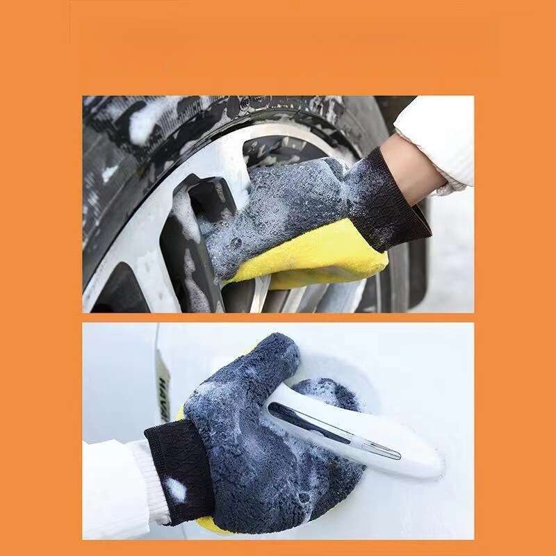 Coral Wash, Bear Paw Gloves, Wiping Cloth, Wash Towel, Double-sided Velvet Thickened Car Cleaning And Beauty Tools_autovado.com