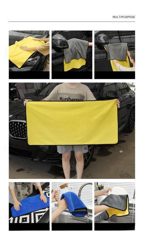 Car Wash Thickened Absorbent Coral Fleece Car Towel, Dual Color Double-sided High-density Household Cleaning Cloth_autovado.com