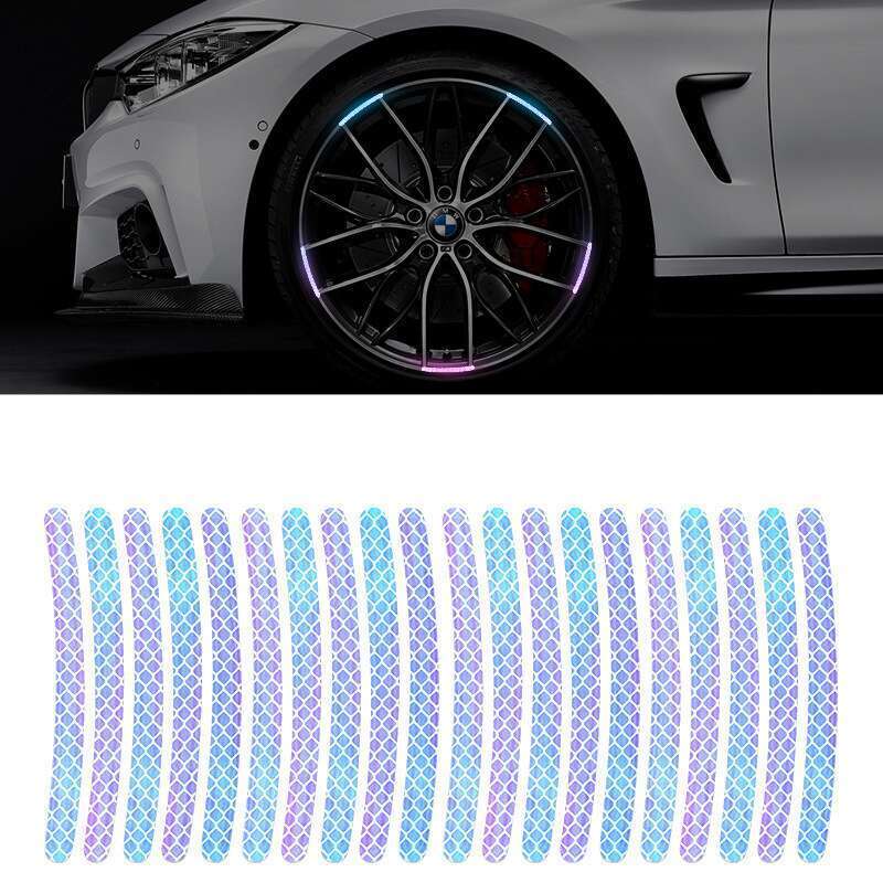 Car Wheel Hub Reflective Seven Color Laser Luminous Tire Anti-collision Sticker With Personalized Creativity, Motorcycle_autovado.com