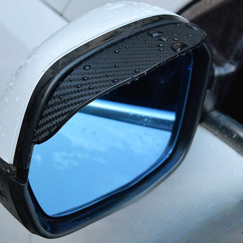 Car Mirror With Shield, Thickened Visor, Carbon Fiber Texture Rearview Mirror, Rain Shield_autovado.com