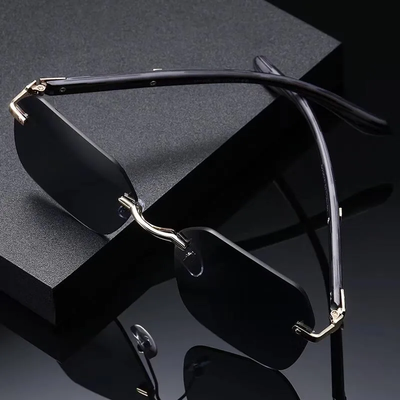 designer sunglasses for men women mirror Square Rimless frame sunglass classic vintage eyewear Anti-UV cycling driving_autovado.com