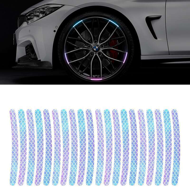 Car Wheel Hub Reflective Seven Color Laser Luminous Tire Anti-collision Sticker With Personalized Creativity, Motorcycle_autovado.com