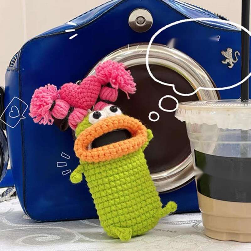 Small And Creative Cute Cartoon Pack Sausage Woolen Car Pendant Big Mouth Monster Key Cover Shell Buckle_autovado.com