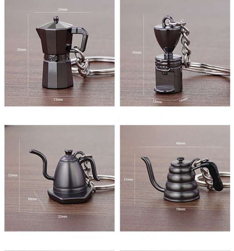 3D Metal Car Key Pendant, Coffee Utensil Keychain, Shop Anniversary Commemorative Gift_autovado.com