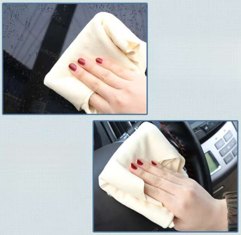 Suede Oil Tanned Leather, Naturally Shaped, Thickened, Water Absorbing Deer Skin Sheepskin Towel, Special Car Wash Cloth_autovado.com