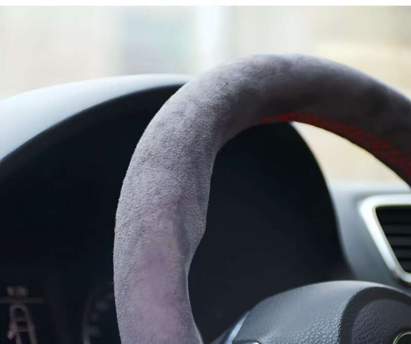 Car Steering Wheel Hand Sewn Suede, All Season Universal Plush Cover, Anti Slip And Sweat Absorbing Handle Cover_autovado.com