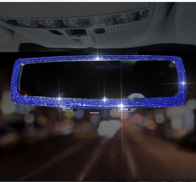 rearview Mirror? Set Creative Personality Cute Diamond Inlaid Car Mirror Decorative Products For Women_autovado.com
