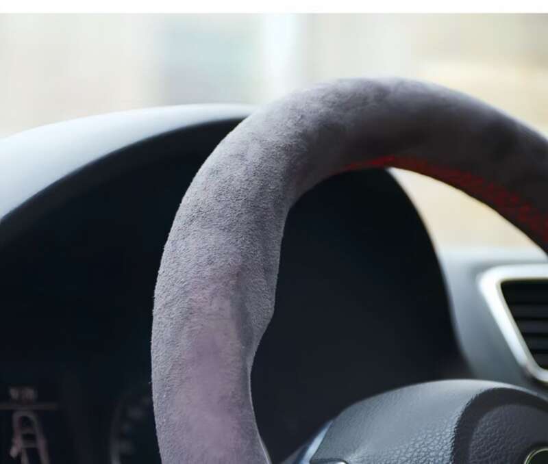 Car Steering Wheel Hand Sewn Suede, All Season Universal Plush Cover, Anti Slip And Sweat Absorbing Handle Cover_autovado.com