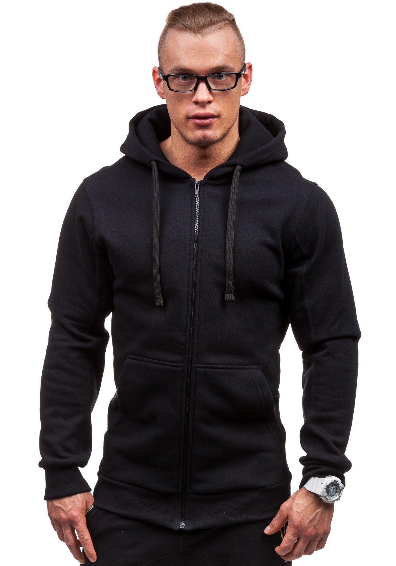 Men's Clothing supply spring and autumn men's hooded solid color slim sweater cardigan long sleeved jacket men ZW08_autovado.com