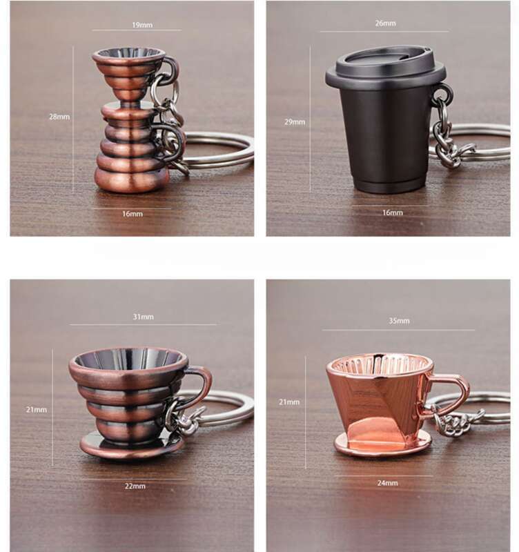 3D Metal Car Key Pendant, Coffee Utensil Keychain, Shop Anniversary Commemorative Gift_autovado.com