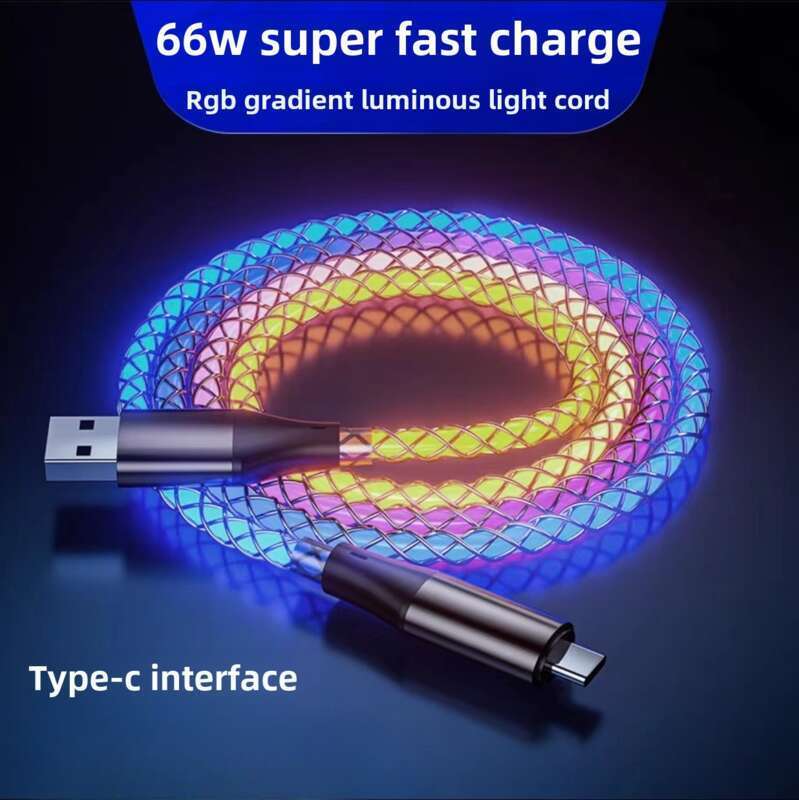 6A Super Fast PD Colorful Luminescent Data Cable Typec To Charging Wire Three In One Machine Vehicle RGB_autovado.com