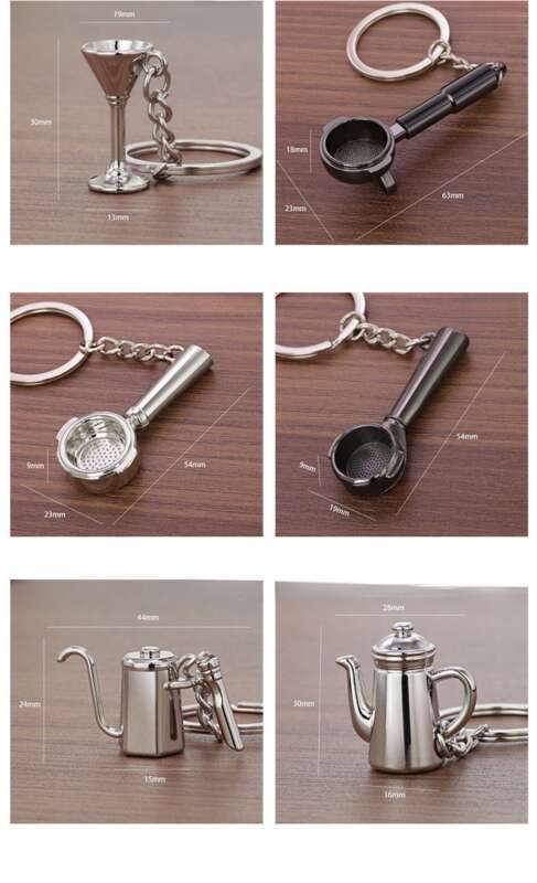 3D Metal Car Key Pendant, Coffee Utensil Keychain, Shop Anniversary Commemorative Gift_autovado.com
