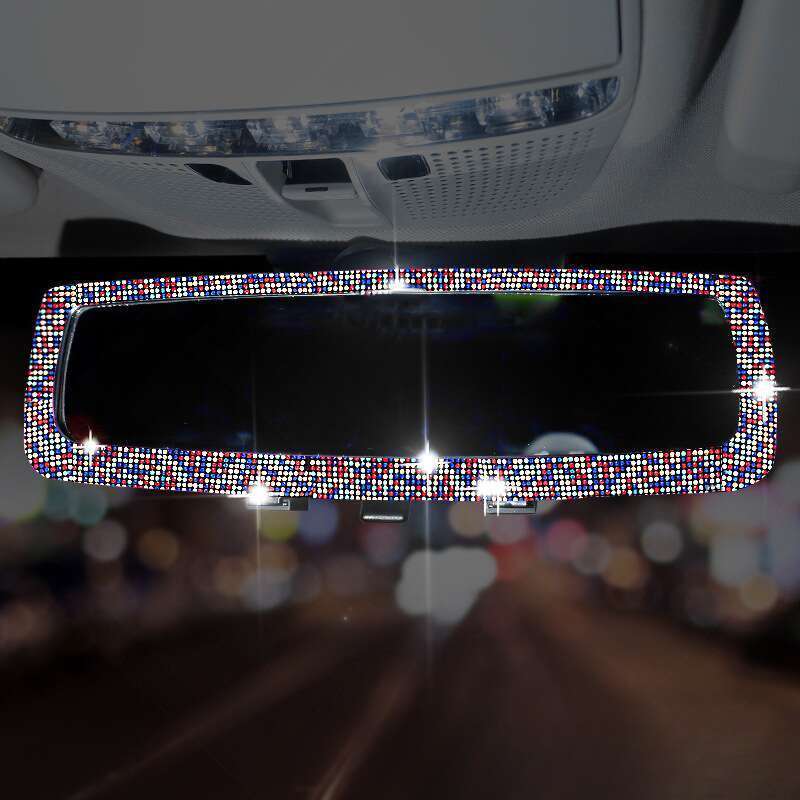 rearview Mirror? Set Creative Personality Cute Diamond Inlaid Car Mirror Decorative Products For Women_autovado.com
