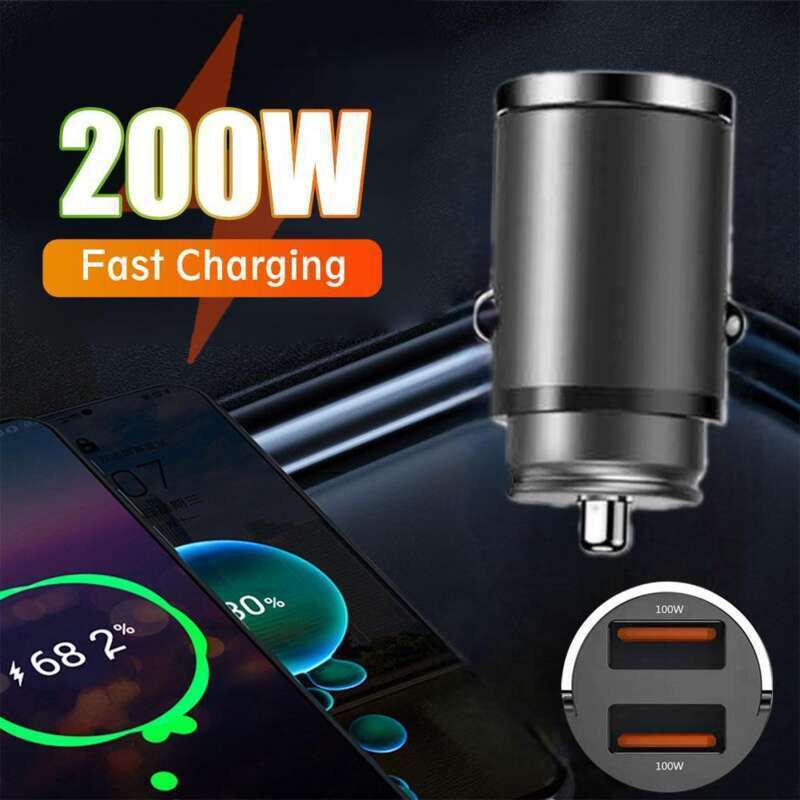 Metal Pull Ring PD30W Invisible Super Fast 100W Car Charger QC3.0 Flash Charging_autovado.com