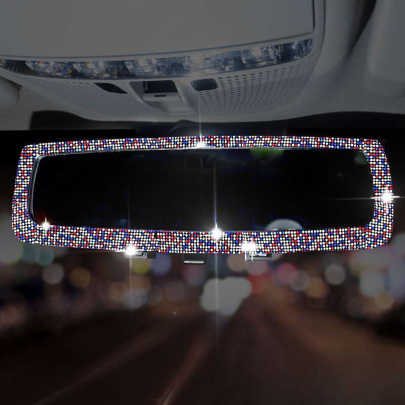 rearview Mirror? Set Creative Personality Cute Diamond Inlaid Car Mirror Decorative Products For Women_autovado.com