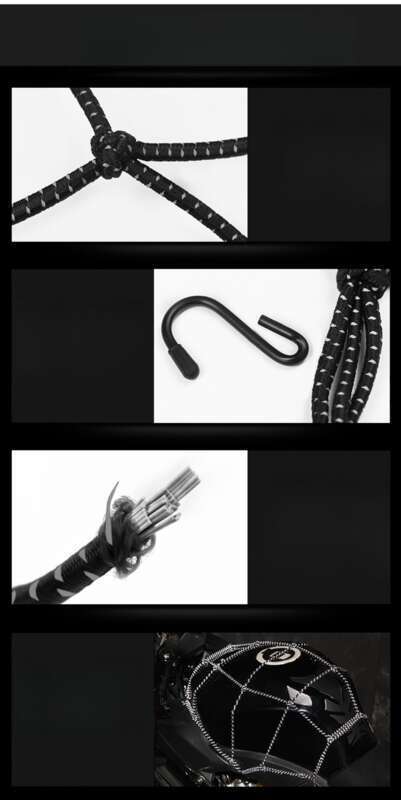 Motorcycle Mesh Fuel Tank Helmet, Fixed Mesh, Luggage Bag, Elastic Night Reflective Strap, Tying Rope, Rear Seat_autovado.com