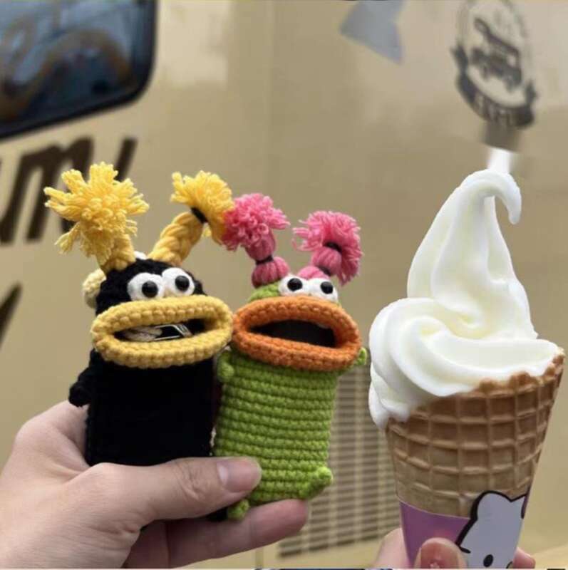 Small And Creative Cute Cartoon Pack Sausage Woolen Car Pendant Big Mouth Monster Key Cover Shell Buckle_autovado.com
