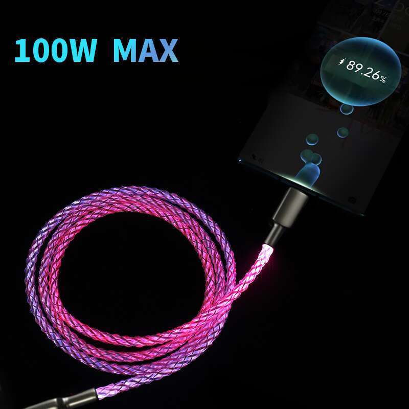 Flowing RGB Data Suitable For PD Fast Charging, Huawei TypeC Iridescent Car Charging Cable_autovado.com