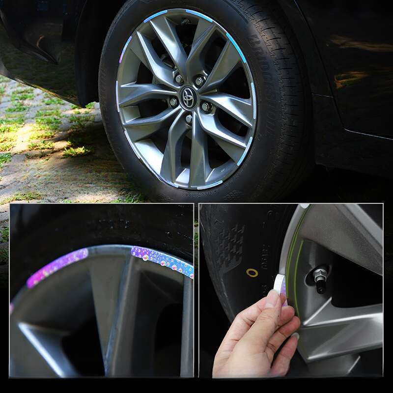 Car Wheel Hub Reflective Seven Color Laser Luminous Tire Anti-collision Sticker With Personalized Creativity, Motorcycle_autovado.com