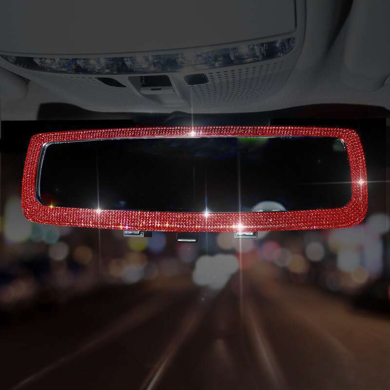 rearview Mirror? Set Creative Personality Cute Diamond Inlaid Car Mirror Decorative Products For Women_autovado.com
